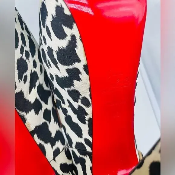 Christian Louboutin Black White Tissu Leopardino Lady Daf 160mm Pumps EU40 US 10 - Picture 3 of 9